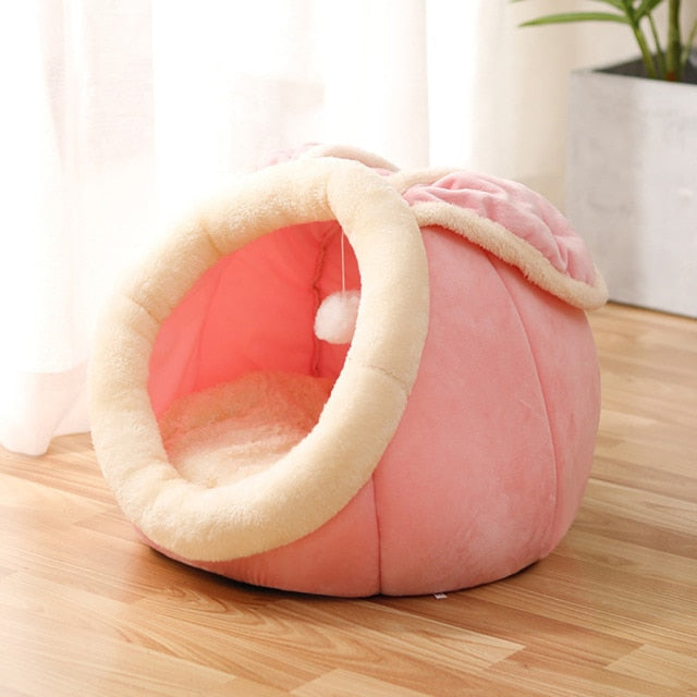 Sweet Cat Bed Warm Cat Nesk Round Pets Sleeping Cave Kitten Beds And Houses Soft Kitten Lounger Cushion Cat's Accessories