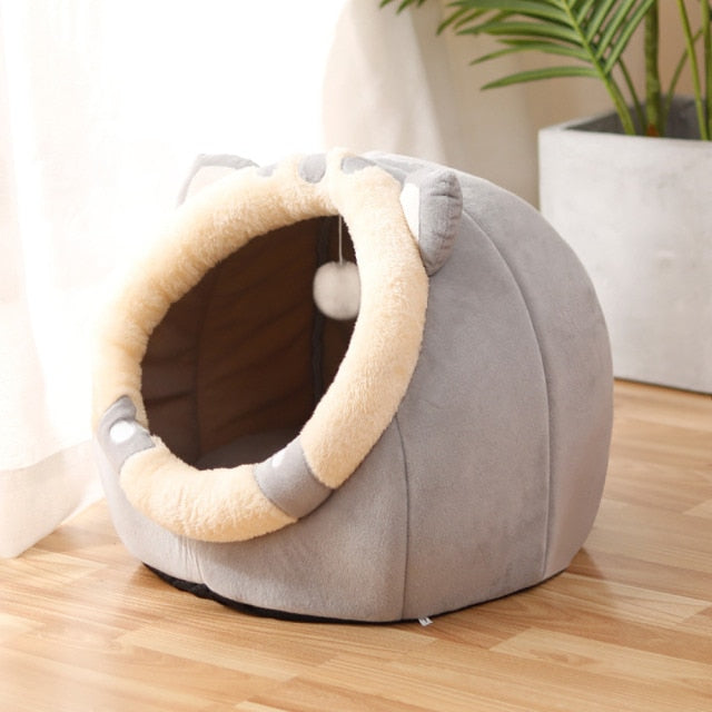 Sweet Cat Bed Warm Cat Nesk Round Pets Sleeping Cave Kitten Beds And Houses Soft Kitten Lounger Cushion Cat's Accessories
