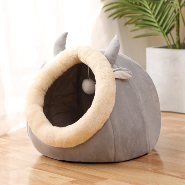 Sweet Cat Bed Warm Cat Nesk Round Pets Sleeping Cave Kitten Beds And Houses Soft Kitten Lounger Cushion Cat's Accessories