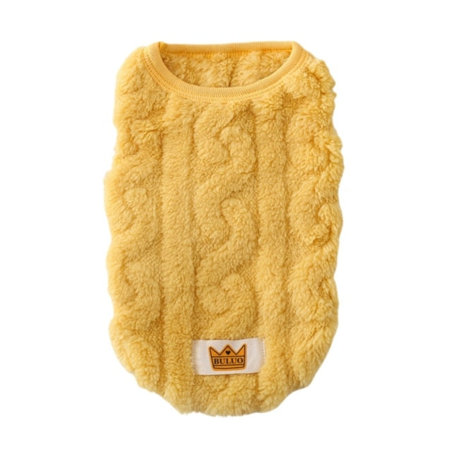 Pet Vest Sweater Cute Wavy Double-sided Fleece Soft Warm Dog Pullover for Small Medium Dogs Cats Jacket Clothing