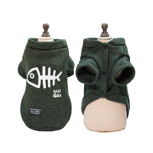 Autumn Winter Warm Clothes For Small Cats Dogs Printed Cat Costumes Kitty Kitten Coat Sweatshirt Pet Cat Clothing Outfits