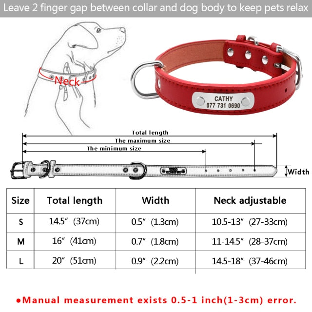 PU Leather Custom Dog Collar Personalized Puppy Collar Free Engraved Pet Collars for Small Medium Large Dogs Pitbull Chihuahua