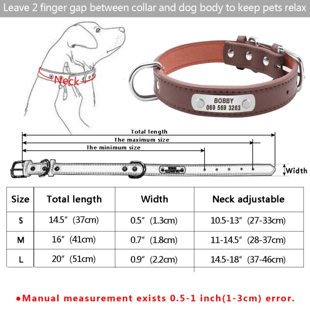 PU Leather Custom Dog Collar Personalized Puppy Collar Free Engraved Pet Collars for Small Medium Large Dogs Pitbull Chihuahua