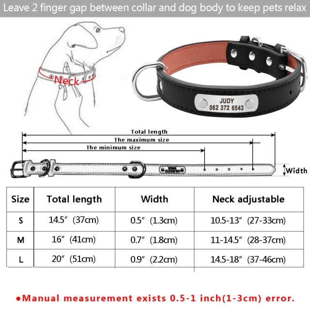 PU Leather Custom Dog Collar Personalized Puppy Collar Free Engraved Pet Collars for Small Medium Large Dogs Pitbull Chihuahua