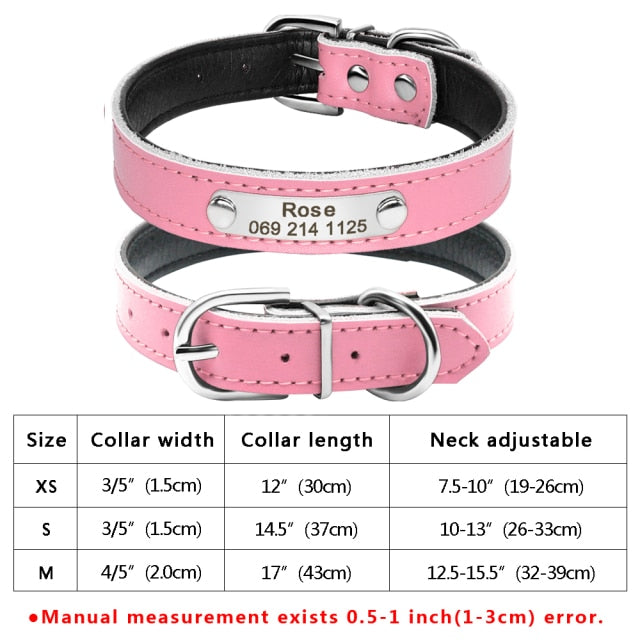 PU Leather Custom Dog Collar Personalized Puppy Collar Free Engraved Pet Collars for Small Medium Large Dogs Pitbull Chihuahua