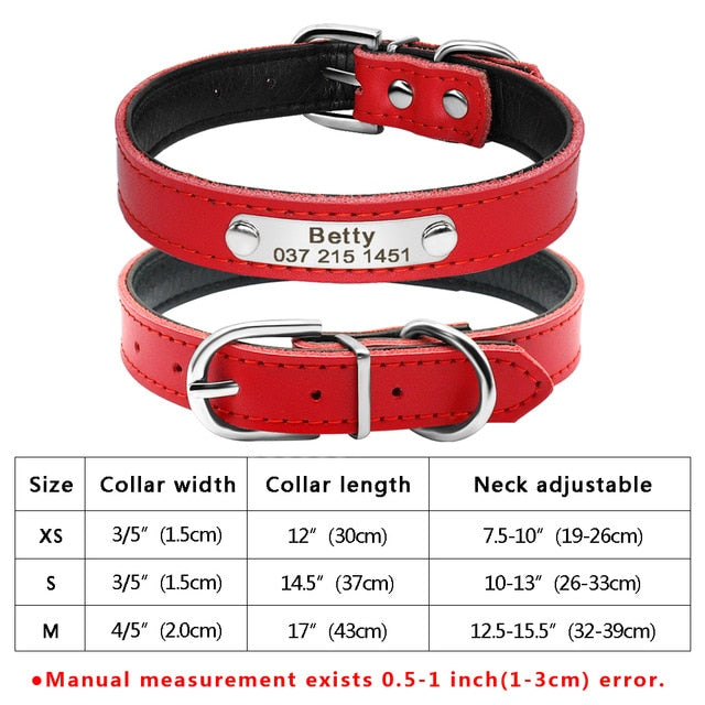 PU Leather Custom Dog Collar Personalized Puppy Collar Free Engraved Pet Collars for Small Medium Large Dogs Pitbull Chihuahua