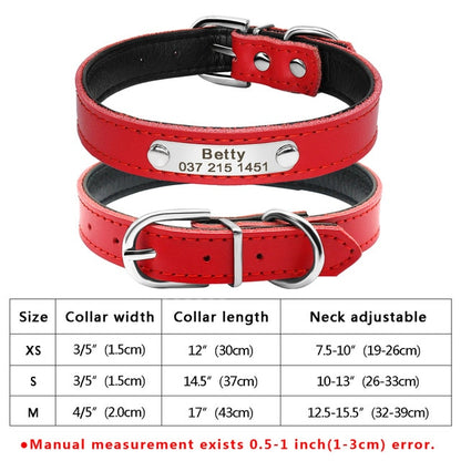 PU Leather Custom Dog Collar Personalized Puppy Collar Free Engraved Pet Collars for Small Medium Large Dogs Pitbull Chihuahua