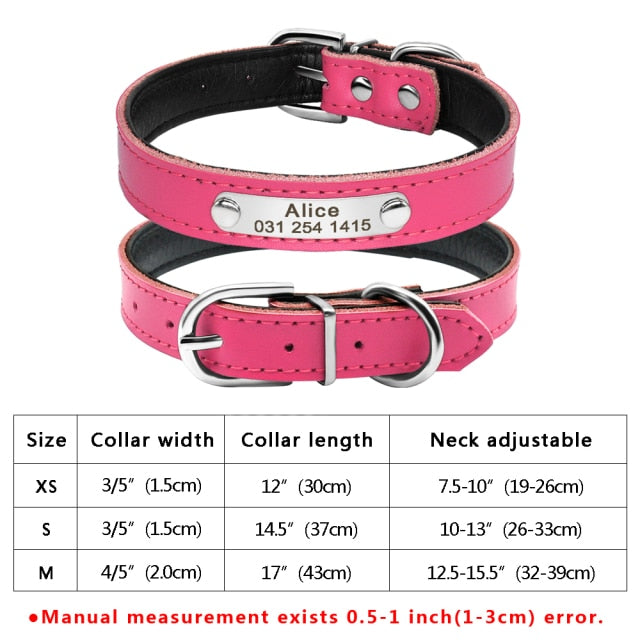 PU Leather Custom Dog Collar Personalized Puppy Collar Free Engraved Pet Collars for Small Medium Large Dogs Pitbull Chihuahua