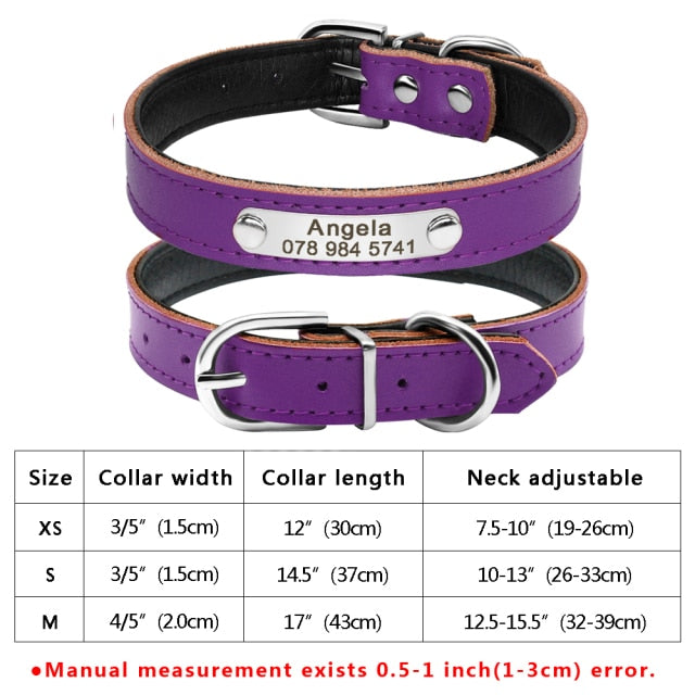 PU Leather Custom Dog Collar Personalized Puppy Collar Free Engraved Pet Collars for Small Medium Large Dogs Pitbull Chihuahua