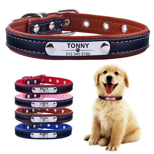 Adjustable Personalized Leather Dog Collar