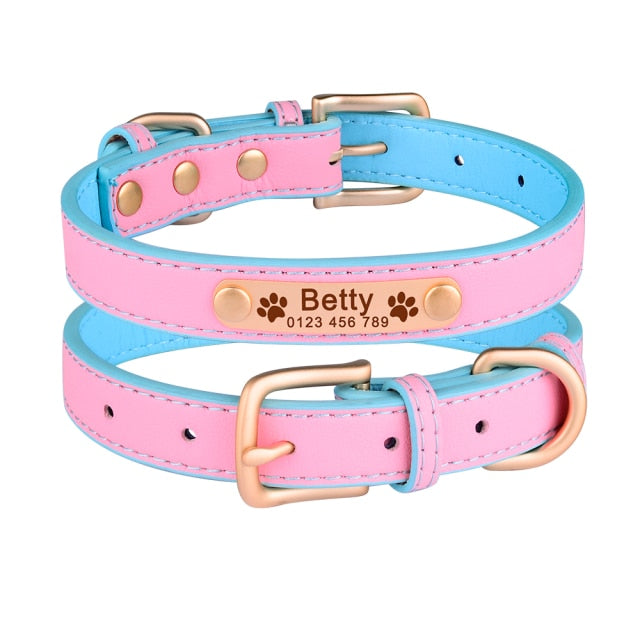 Adjustable Personalized Leather Dog Collar