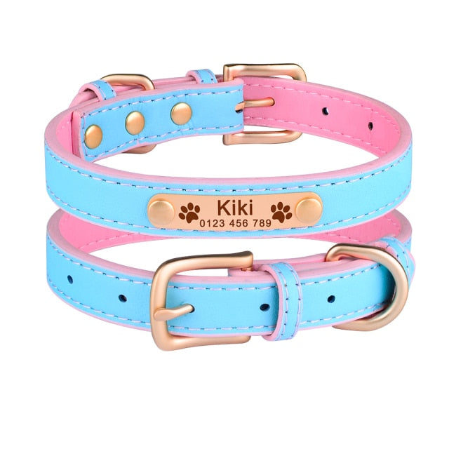 Adjustable Personalized Leather Dog Collar