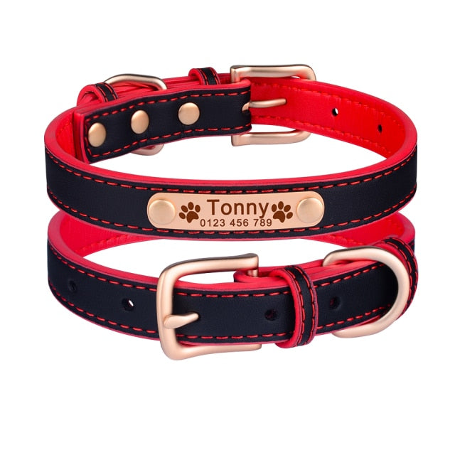 Adjustable Personalized Leather Dog Collar