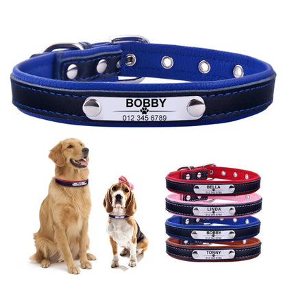 Adjustable Personalized Leather Dog Collar