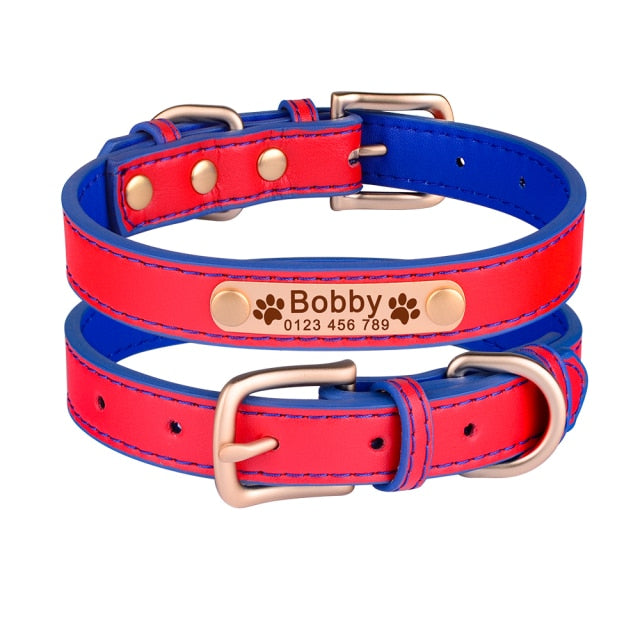 Adjustable Personalized Leather Dog Collar