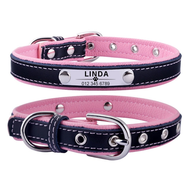 Adjustable Personalized Leather Dog Collar