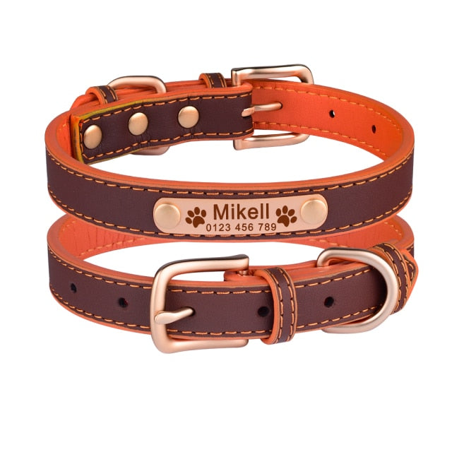 Adjustable Personalized Leather Dog Collar