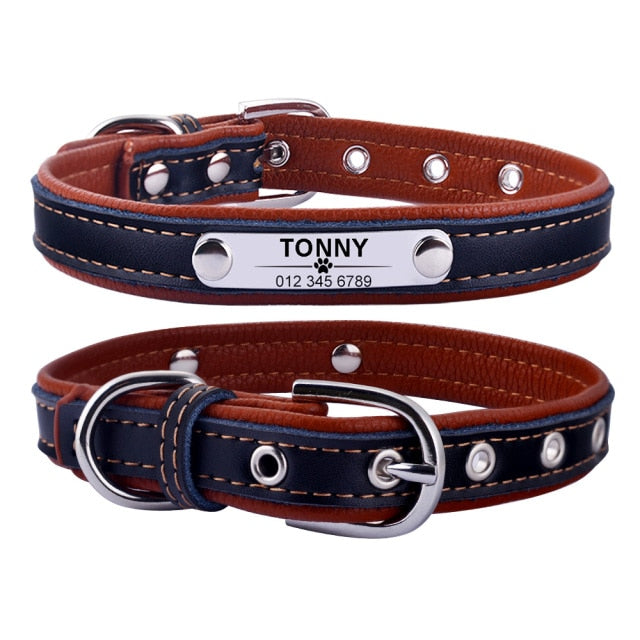 Adjustable Personalized Leather Dog Collar